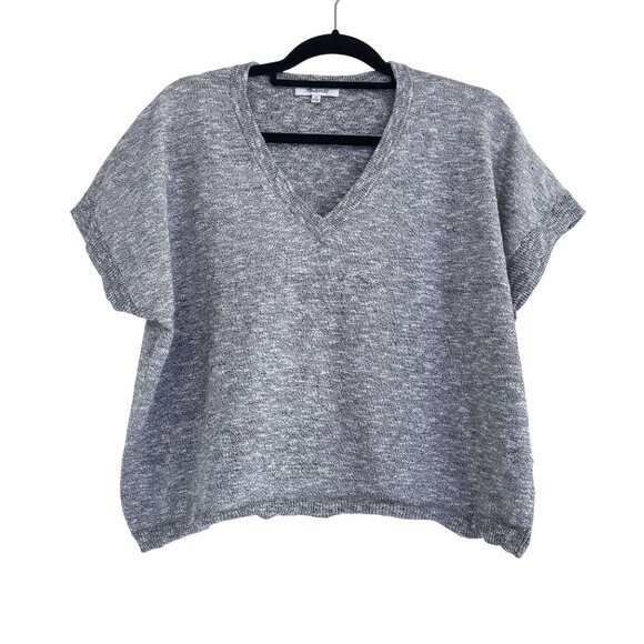 Madewell Tops - Madewell Women's Gray Ribbed Knitted Raglan Sleeve Boxy Sweater Tee Size M